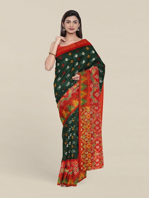 

Pothys Green & Gold-Toned Ethnic Motifs Zari Saree