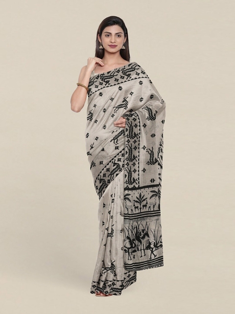 

Pothys Grey & Black Ethnic Motifs Pure Cotton Saree