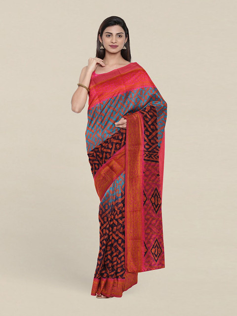 

Pothys Pink & Blue Zari Saree