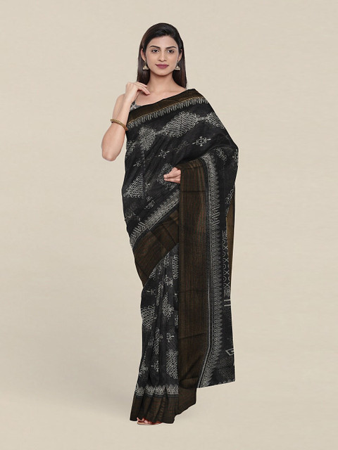 

Pothys Black & White Ethnic Motifs Zari Saree