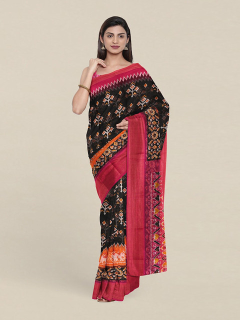 

Pothys Black & Pink Ethnic Motifs Saree