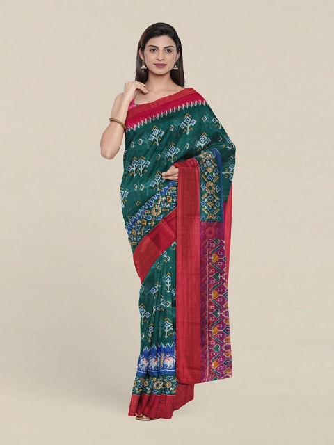 

Pothys Green & Blue Ethnic Motifs Saree