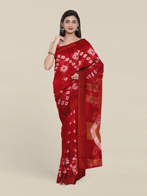

Pothys Red Bandhani Zari Saree