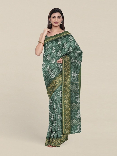 

Pothys Green & White Floral Zari Saree