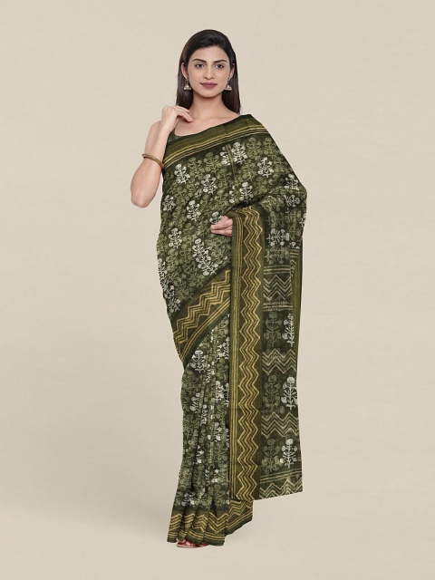 

Pothys Green & White Floral Zari Saree