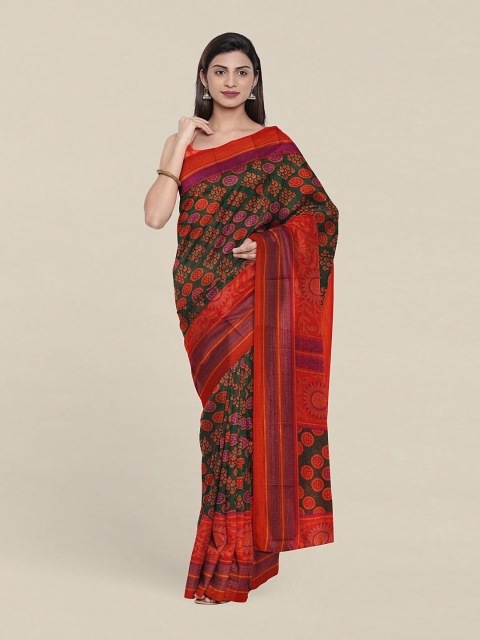 

Pothys Green & Red Floral Saree
