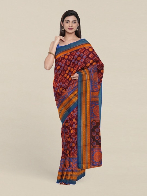 

Pothys Purple & Red Ethnic Motifs Zari Saree
