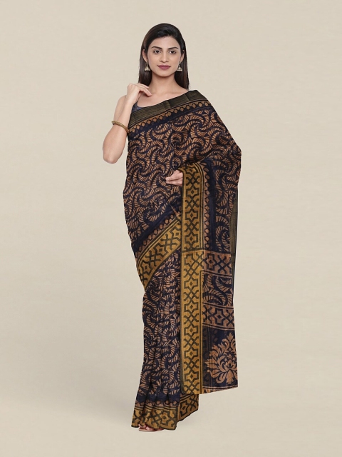 

Pothys Blue & Mustard Zari Saree