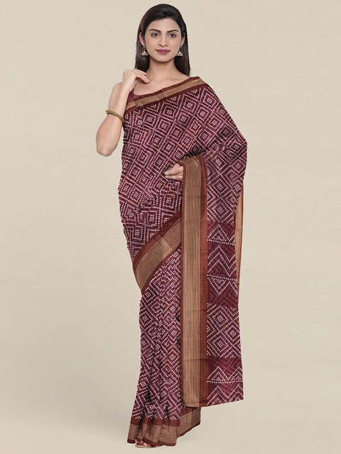

Pothys Maroon & White Bandhani Printed Cotton Saree