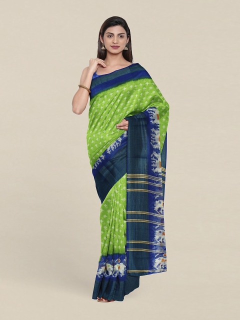

Pothys Green & Gold-Toned Ethnic Motifs Printed Cotton Saree