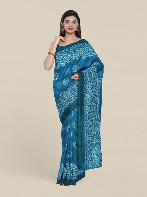 

Pothys Blue & White Floral Printed Cotton Saree