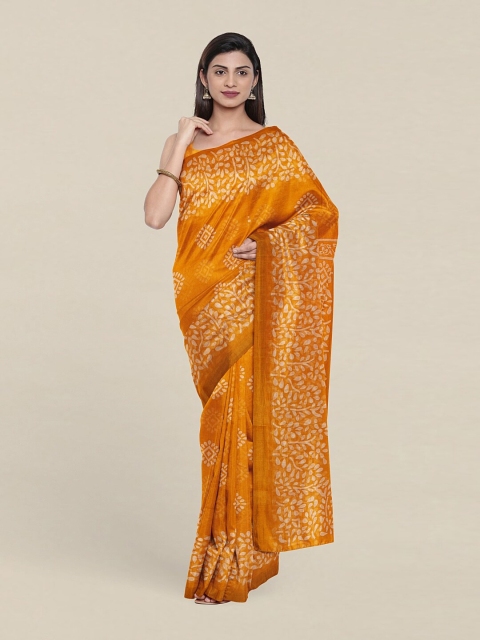

Pothys Yellow & Cream Floral Printed Zari Cotton Saree