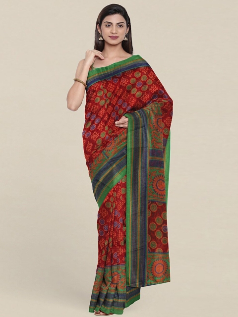 

Pothys Maroon & Green Ethnic Motifs Saree