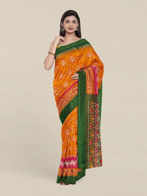 

Pothys Yellow & Green Ethnic Motifs Zari Saree