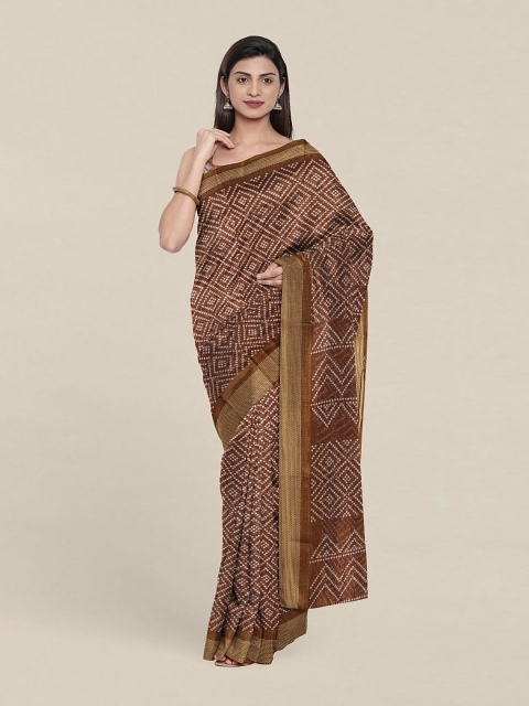 

Pothys Women Brown & White Zari Saree