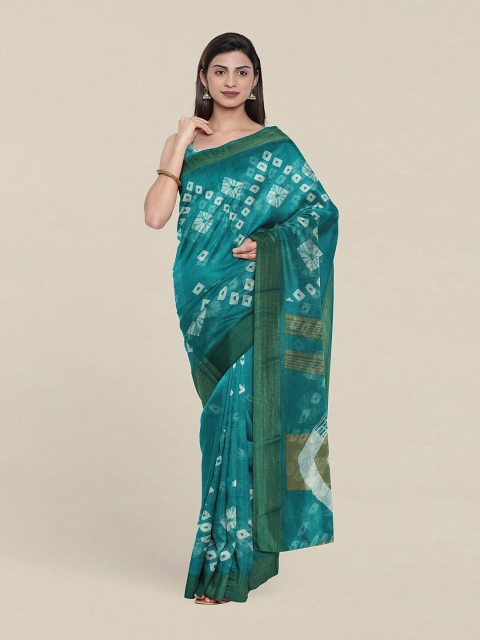 

Pothys Blue & Green Bandhani Saree