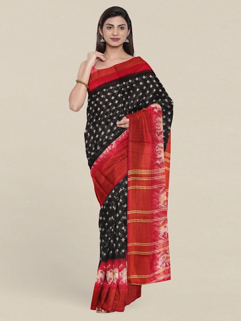 

Pothys Black & Red Zari Saree