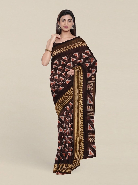 

Pothys Women Brown & Cream-Coloured Zari Saree