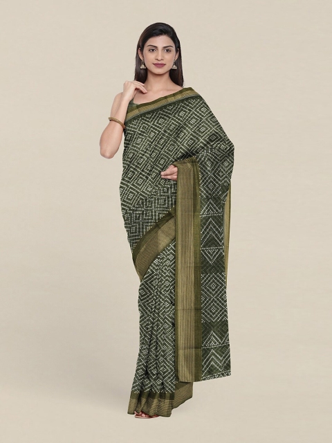 

Pothys Green & Gold-Toned Zari Saree