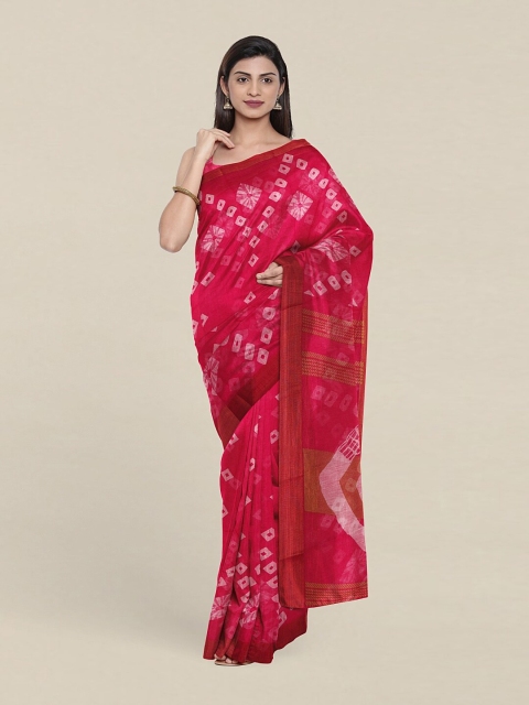 

Pothys Pink & Gold-Toned Zari Saree