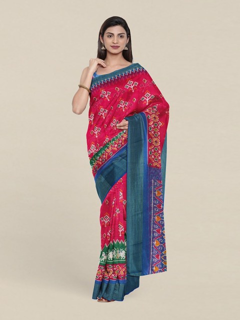 

Pothys Women Pink & Blue Zari Saree