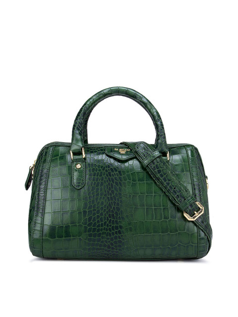 

Da Milano Green Animal Textured Leather Structured Satchel