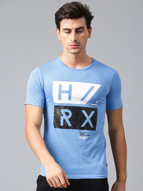 

HRX by Hrithik Roshan Men Blue Printed Round Neck T-shirt