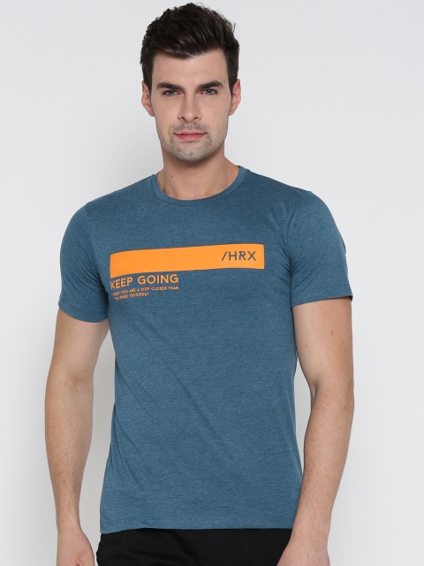 

HRX by Hrithik Roshan Men Blue Printed Round Neck T-shirt