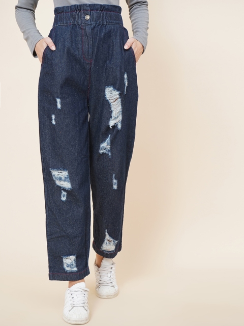 

DressBerry Women Blue Pure Cotton Urban High-Rise Highly Distressed Jeans