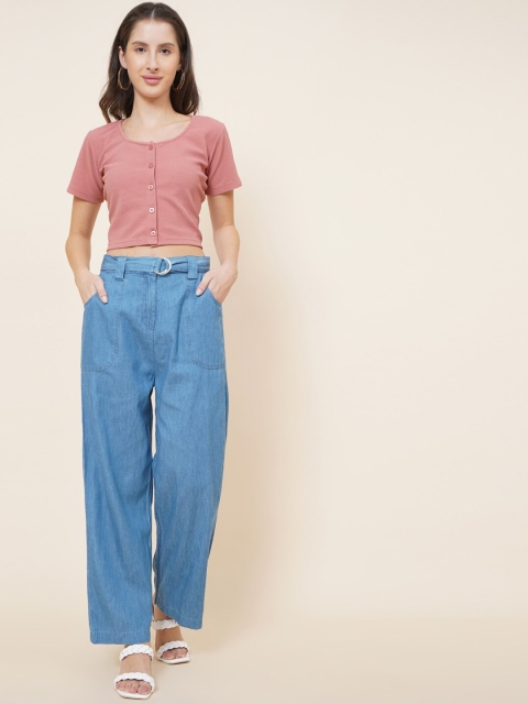 

DressBerry Women Blue Pure Cotton Urban High-Rise Regular Jeans