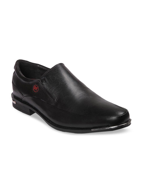 

Red Chief Men Black Solid Leather Formal Slip-Ons