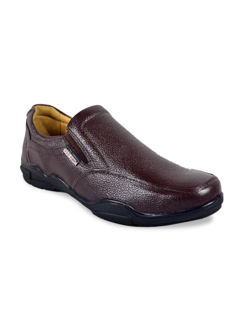 

Red Chief Men Brown Solid Leather Formal Slip-Ons