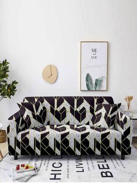 

Cortina Black & Yellow Printed 4 Seater Sofa Cover
