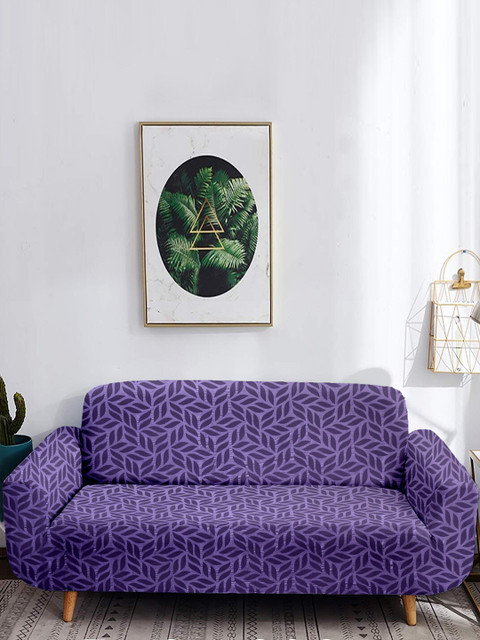

Cortina Purple Printed 4-Seater Non-Slip Sofa Cover
