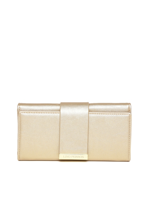 

Lino Perros Women Gold-Toned Solid Three Fold Wallet
