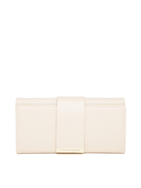 

Lino Perros Women Cream-Coloured Solid Three Fold Wallet