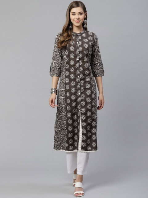 

Divena Women Floral Printed Kurta, Grey