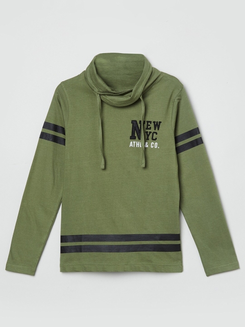 

max Boys Green Striped Applique T-shirt