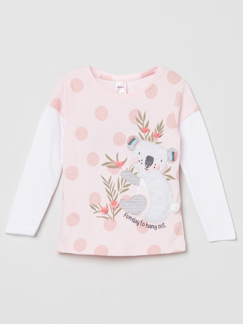 

max Girls Pink Printed T-shirt