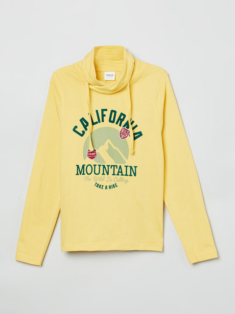 

max Boys Yellow Typography Printed Applique T-shirt