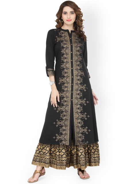 

Varanga Black Printed Kurta With Skirt