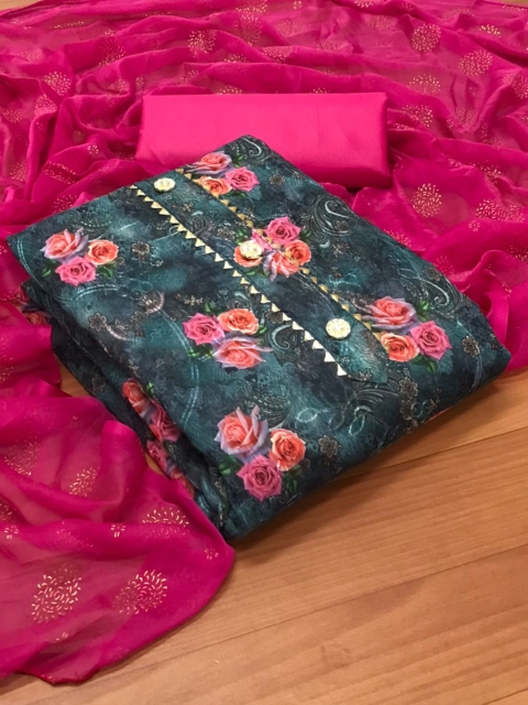 

MORLY Dupion Silk Unstitched Dress Material, Pink