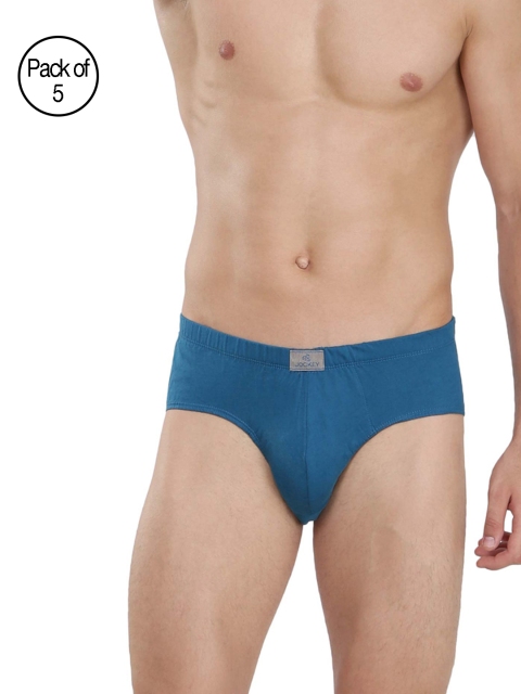 

Jockey Men Pack of 5 Teal Blue Solid Modern Fit Briefs 8035-0105
