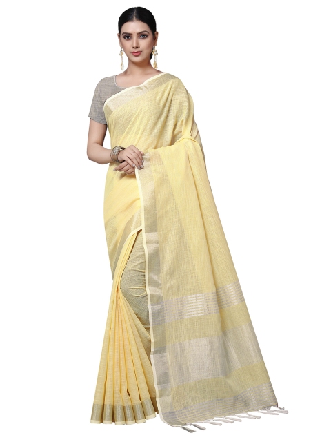 

Rekha Maniyar Yellow And Gold Toned Solid Zari Saree