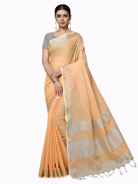 

Rekha Maniyar Orange And Gold Toned Solid Zari Saree