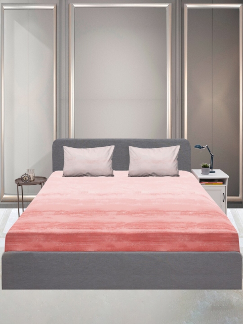 

SLEEPX Graphic 144 TC Queen Bedsheet Pure Cotton With 2 Pillow Covers, Peach