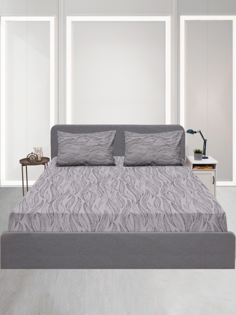 

SLEEPX Grey 120 TC King Bedsheet with 1 Pillow Covers