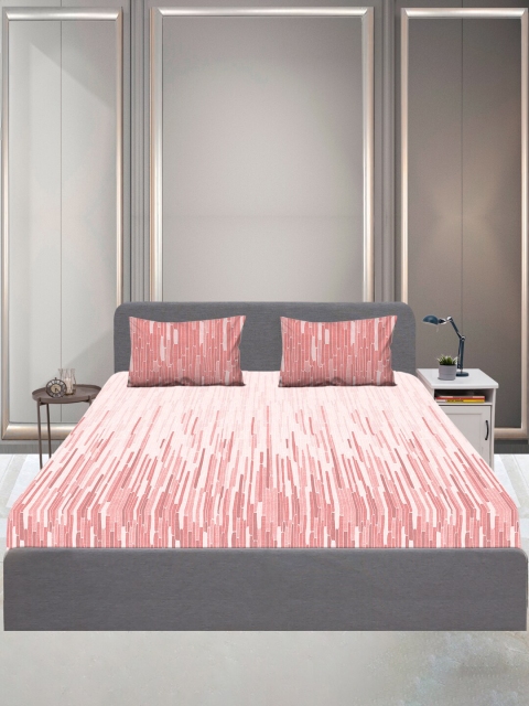 

SLEEPX Peach-Coloured 144 TC Single Bedsheet with 2 Pillow Covers