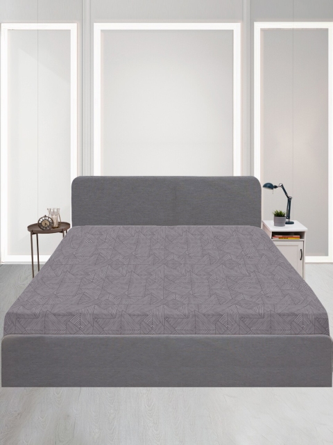 

SLEEPX Geometric 120 TC Single Bedsheet Pure Cotton With 2 Pillow Covers, Grey