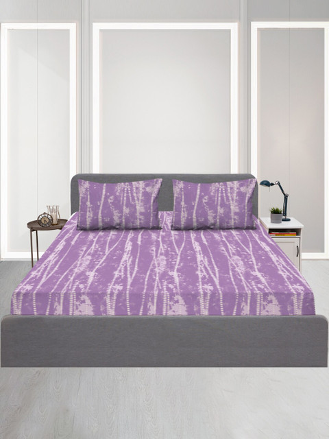 

SLEEPX 120 TC Queen Cotton Bedsheet with 2 Pillow Covers, Purple